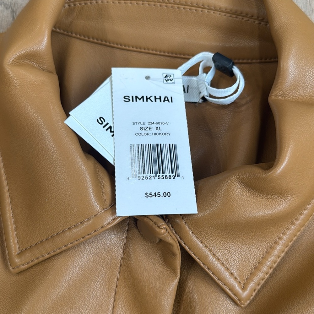 NWT SIMKHAI Marbella Cropped Faux Leather Utility Jacket Size XL - Picture 4 of 10